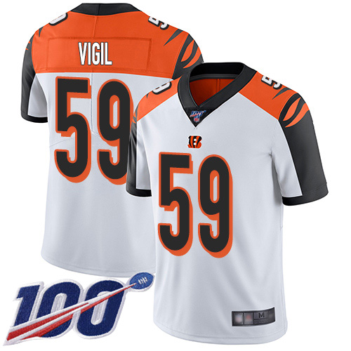Cincinnati Bengals Limited White Men Nick Vigil Road Jersey NFL Footballl #59 100th Season Vapor Untouchable